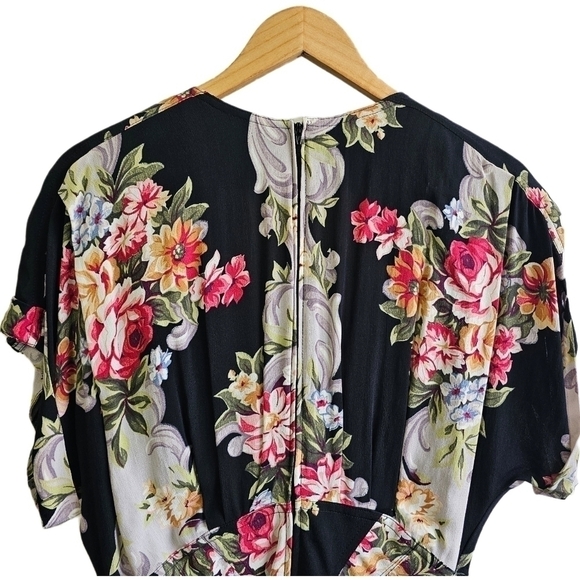 80s Vintage Karen Alexander floral black maxi dress size 12 - Picture 10 of 12